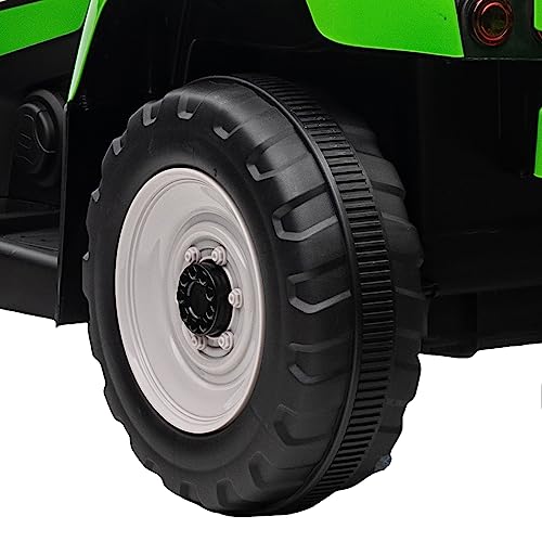 Garvee Ride - P Series: 12V Electric Tractor & Trailer for Kids, 3-6 Yrs - With RC - Green / 35W