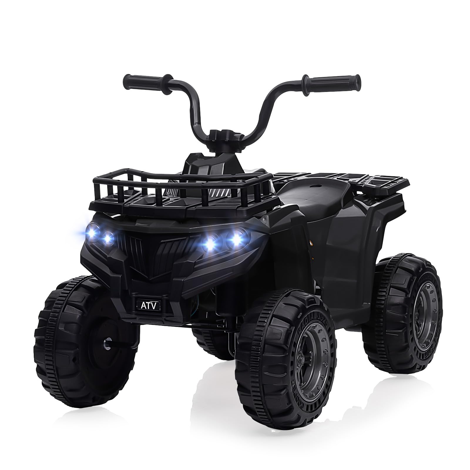 Garvee Ride - P Series: 12V Kids Ride On Electric Quad ATV, Ride Car Toy with Bluetooth Audio, High/Low Speed, LED Headlights, Battery Indicator & Radio Orange - Black