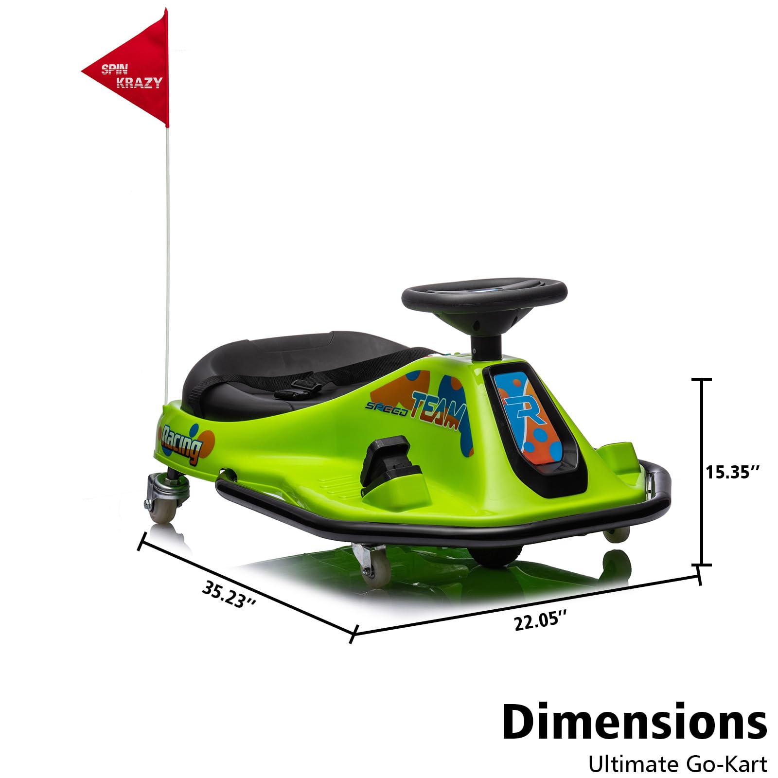 Garvee Ride - P Series: 360 Degrees Rotating Ride On Drift Car,Electric Drifting Go Kart,24V Ride On Race Car,Variable Speed for Kids,Simplified Drift System,Flashing Lights, Flag, Music - Green