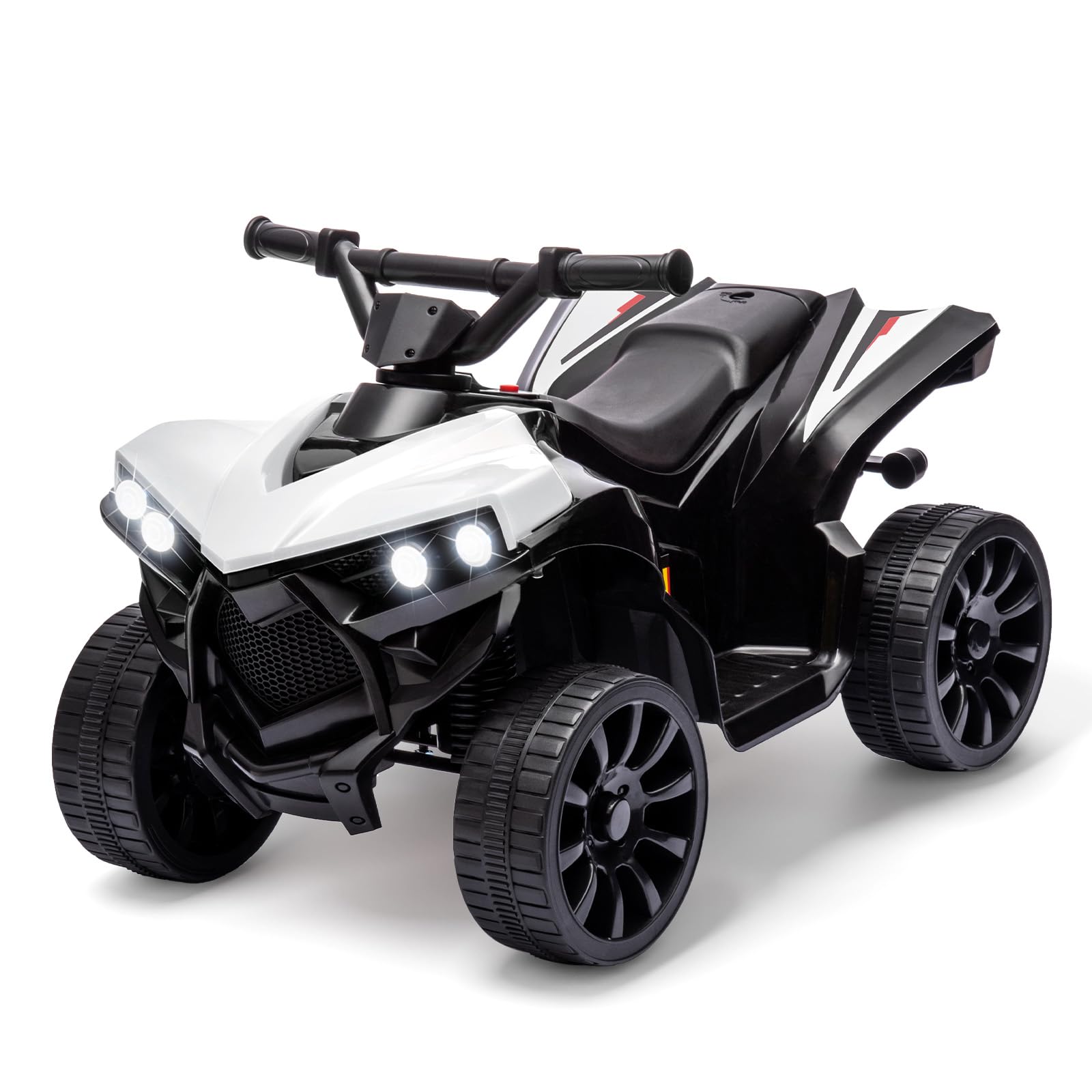 Garvee Ride - P Series: 6V Quad ATV for Kids Toddler 3+ years, Max 55lb Capacity, With LED, Music, Foot Pedal, Wear-Resistant Wheels, 1.9 MPH - White