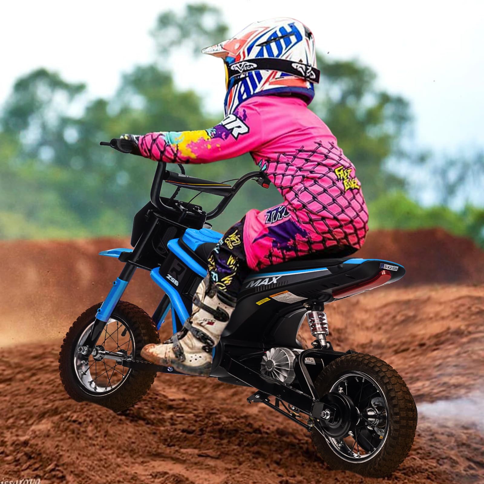 Garvee Ride - T Series: 24V-10A 350W Ride On Electric Dirt Bike For Kids Ages 13+, 14.29MPH, 3-Speed - Blue-9