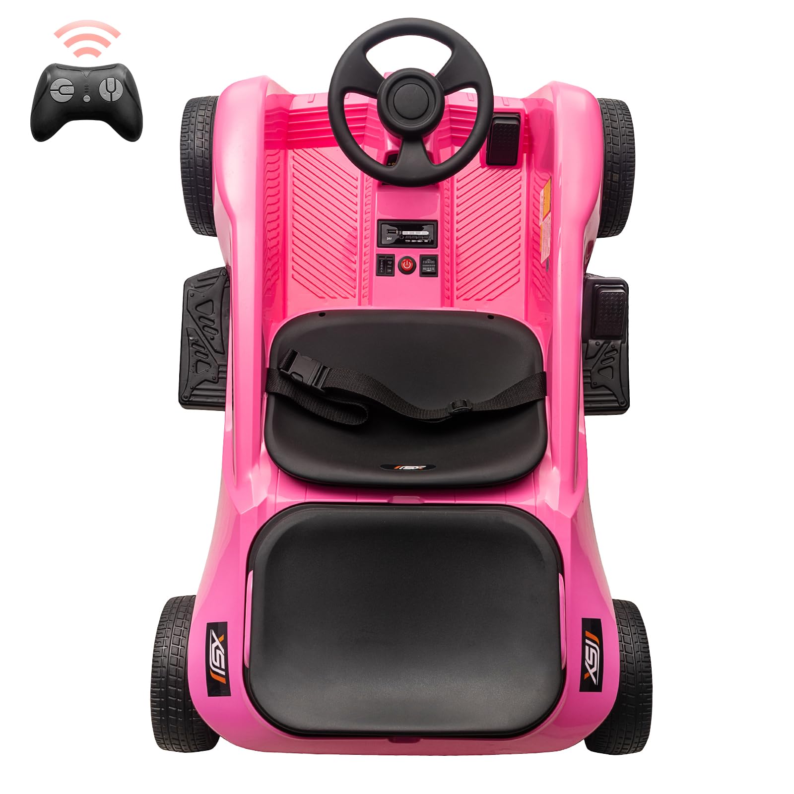 Garvee Ride - P Series: 2 Seaters 4-Wheelers Electric Ride On Toy for Kids, 24V 120W*2 Powerful Motors Max Load 200 Lbs, Two Driver Modes + Remote Control Modes for Toddlers Child with Music, USB, Storage Box, Pink-Color