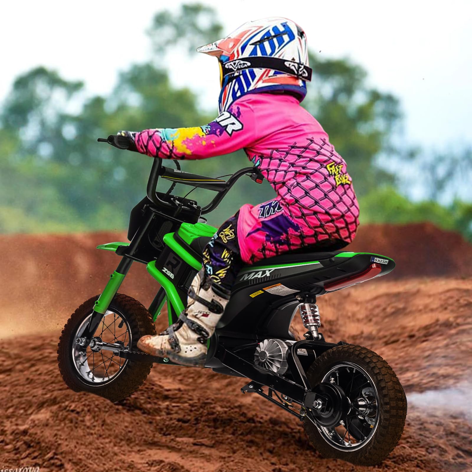 Garvee Ride - T Series: 24V-10A 350W Ride On Electric Dirt Bike For Kids Ages 13+, 14.29MPH, 3-Speed - Green-9