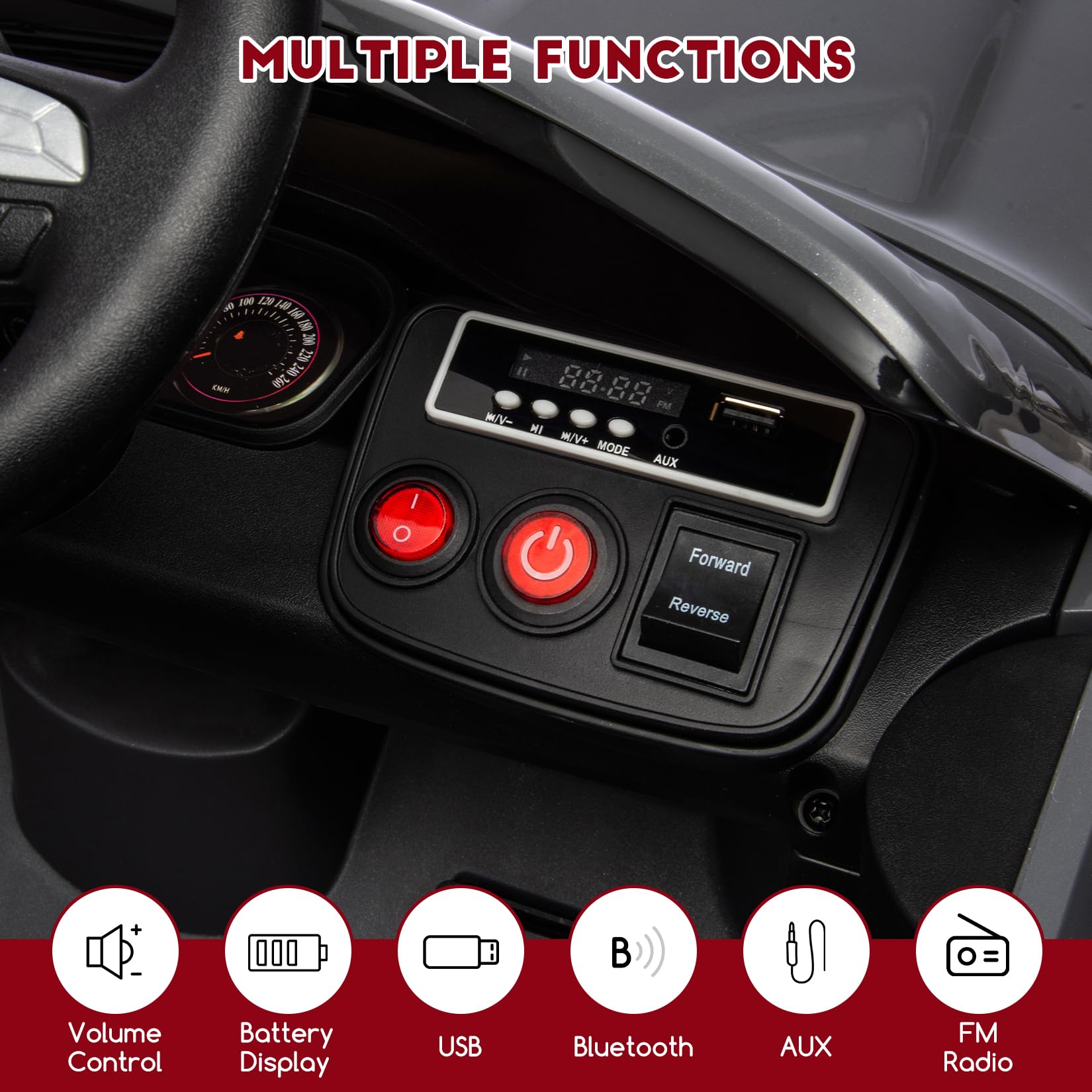 Garvee Ride - P Series: 12V Kids' Electric Ride On Car, Licensed Dodge Challenger Electric Car, Battery Powered Car with Parental Remote & Kids Manual Control, Battery Display, Volume Control for Kids