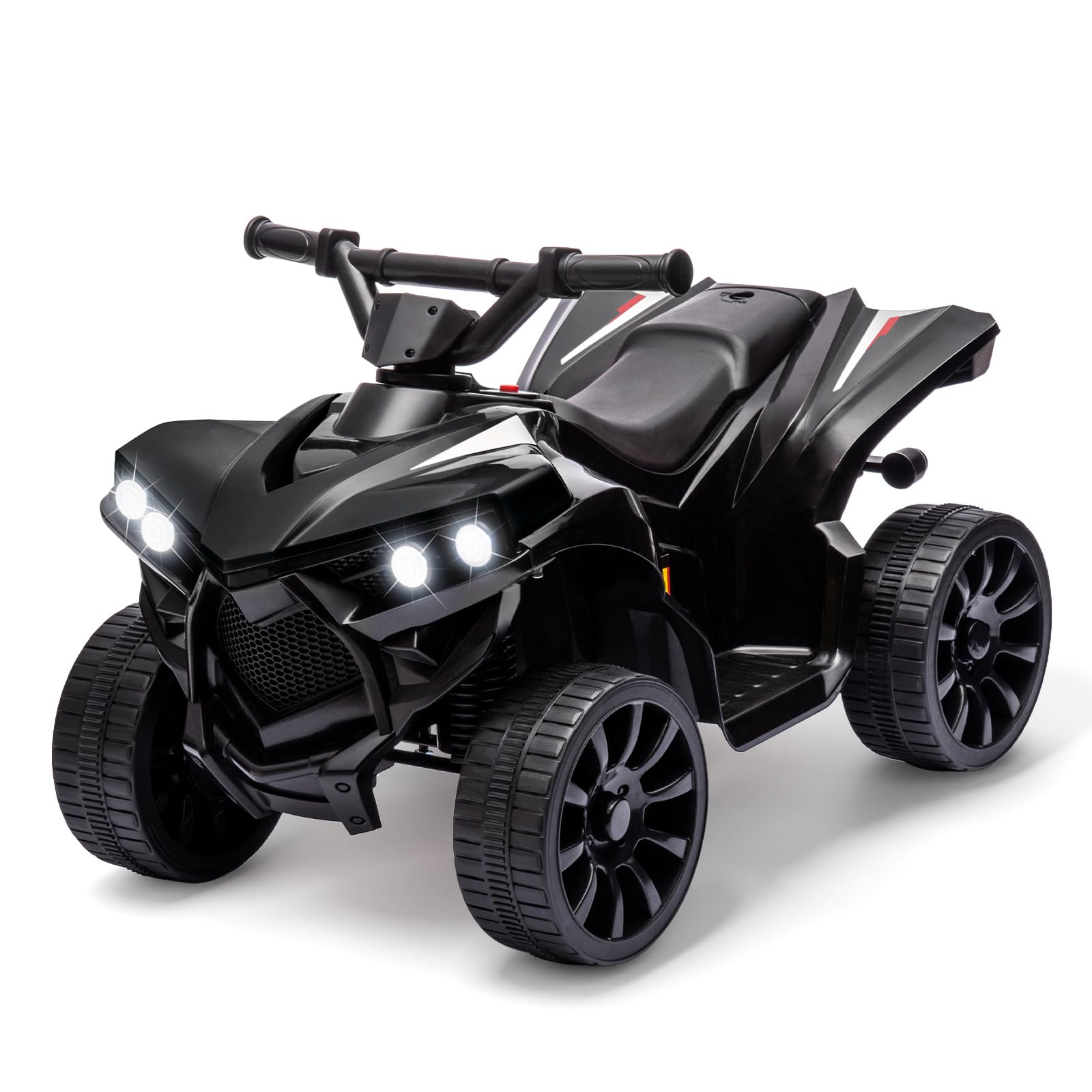 Garvee Ride - P Series: 6V Quad ATV for Kids Toddler 3+ years, Max 55lb Capacity ,With LED, Music, Foot Pedal, Wear-Resistant Wheels, 1.9 MPH - Black
