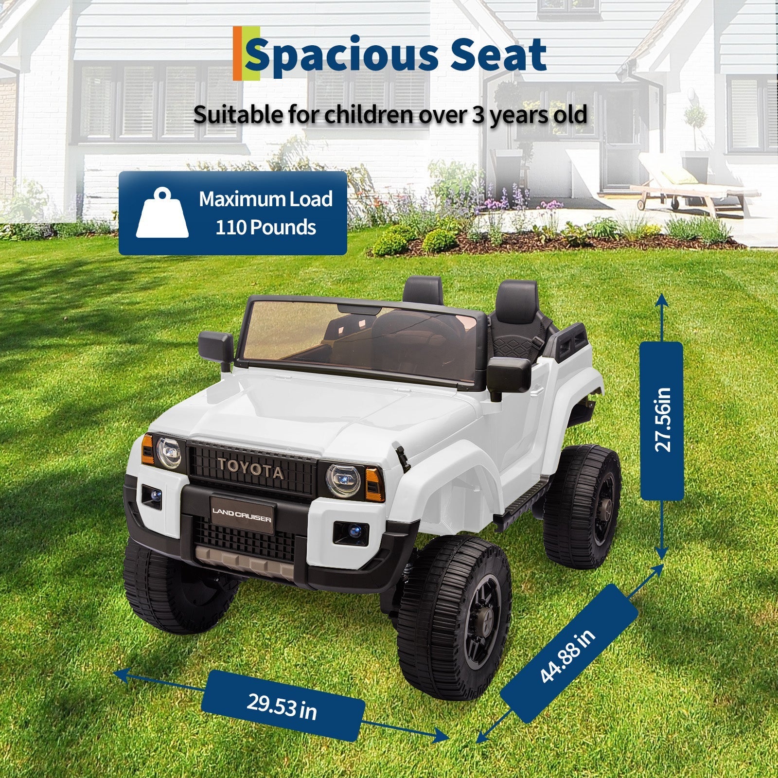 Garvee Ride P Series 24V Kids Electric Ride-On Car w/Parent Remote Control, 4WD/2WD Switch, Bluetooth Music, LED Lights & Shovel – 2-Seater Off-Road Toy for Over 3 Years, ASTM/CPSIA Certified