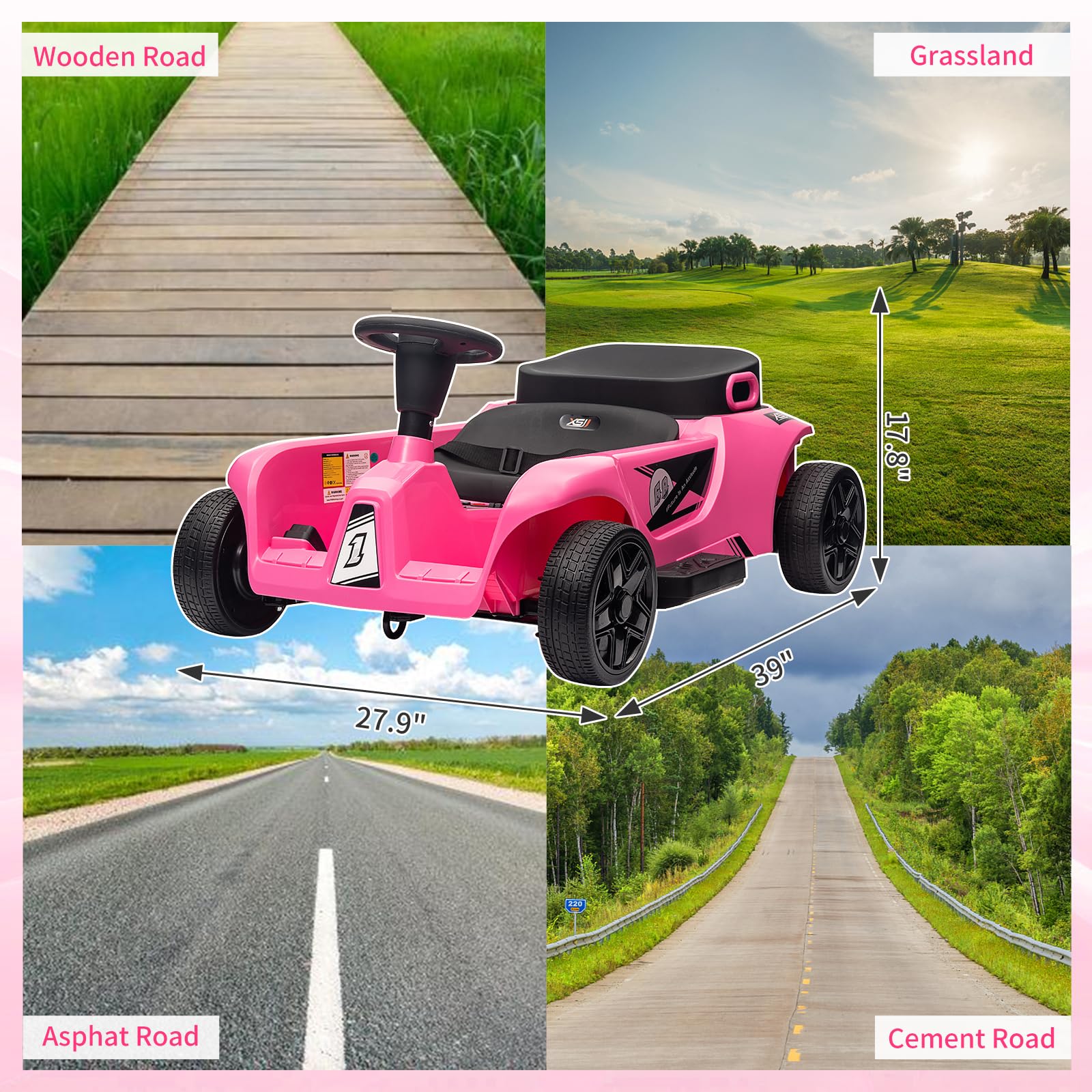Garvee Ride - P Series: 2 Seaters 4-Wheelers Electric Ride On Toy for Kids, 24V 120W*2 Powerful Motors Max Load 200 Lbs, Two Driver Modes + Remote Control Modes for Toddlers Child with Music, USB, Storage Box, Pink-Color