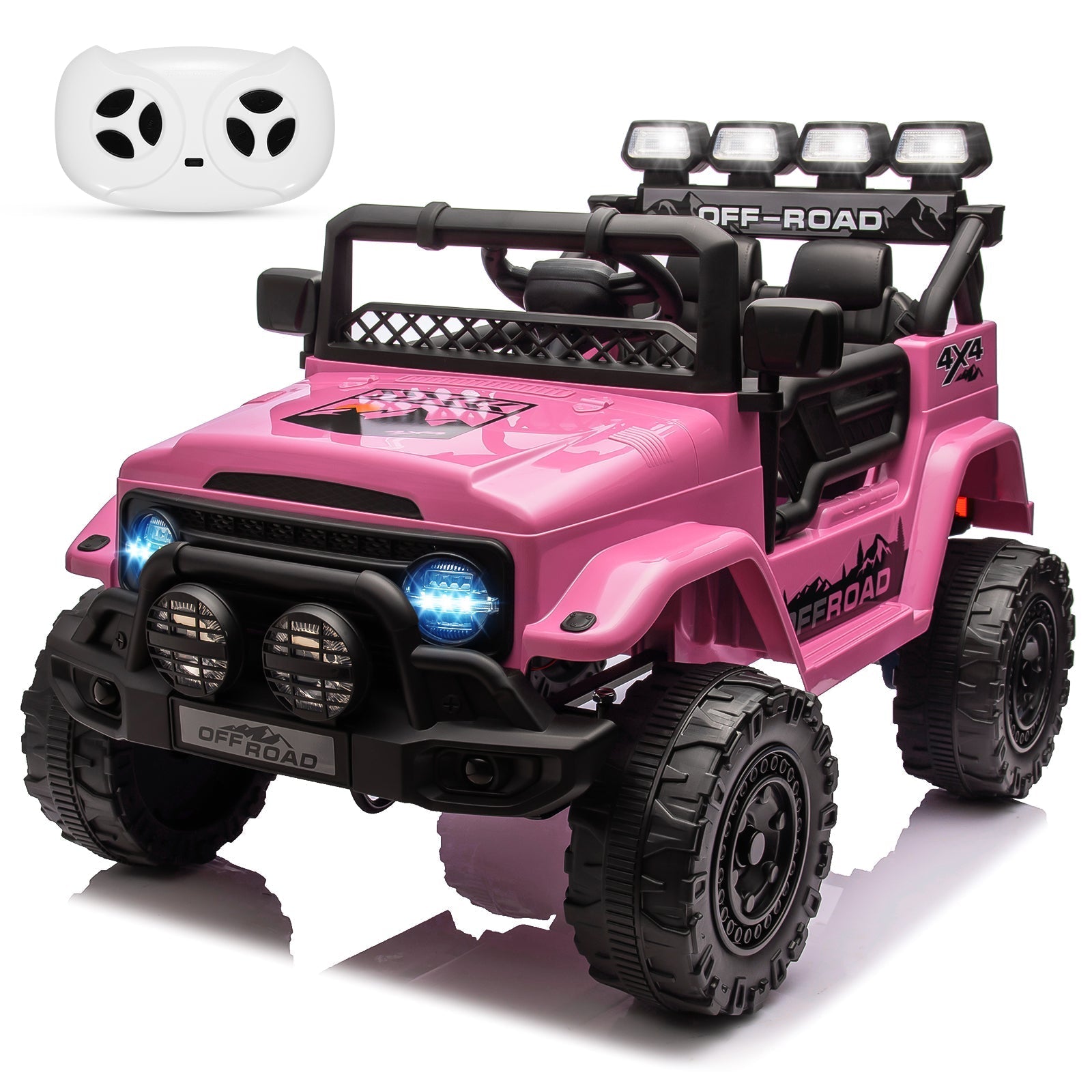 Garvee Ride - P Series: 12VElectric Ride on Truck Car For Kids Age 3+, Remote Control, Twin 25W Motors 3.1MPH Max Speed, Bluetooth USB Music Player, 4 Wheels Suspension LED Lights Safety Belt, Gift for Boy & Girl - Pink