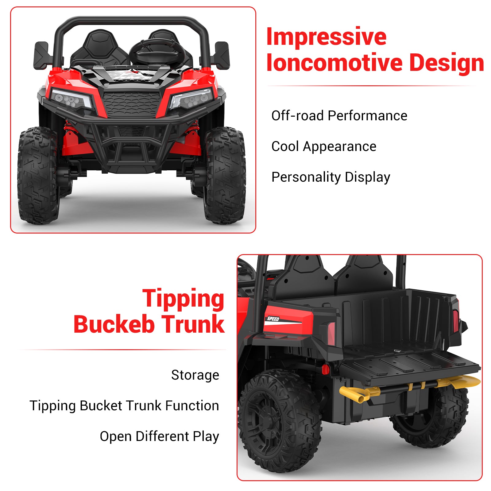 Garvee Ride - P Series: 24V Ride On Dump Truck for Big Kids, 4x4 Electric Car with Remote Control, Shovel, Bluetooth & Music, 24v Ride On Toys, Truck Car, Kids Electric Ride