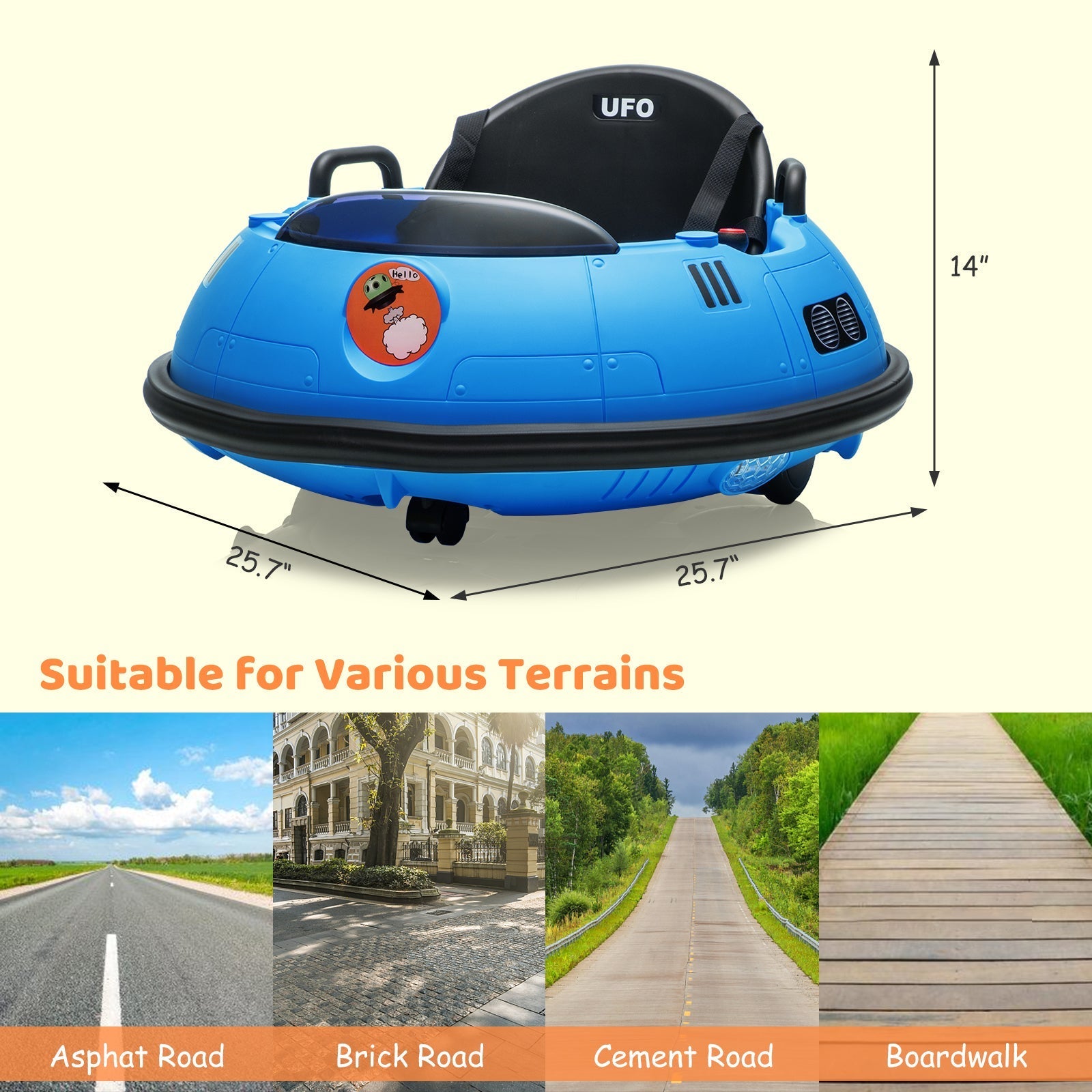 Garvee Ride B Series 12V Electric Ride on Bumper Car for Toddlers, Kids Bumper Car with Remote Control, LED Lights & 360 Degree Spin, Indoor and Outdoor for 18+ Months Kids - Blue