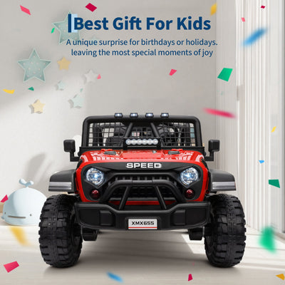 Garvee Ride - P Series: 2 Seater Ride On Car for Kids, 24V Electric Truck with Parent Remote Control, Spring Suspension, 2 Speeds, LED Headlight & Music Player, Kids Electric Vehicle for Aged 3-8 Years