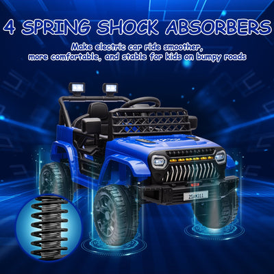Garvee Ride - P Series: 12V Kids Ride On Truck for Toddles age 3+,with 2.4G Remote Control, Spring Suspension, Battery Display, LED Lights, Music, Battery Powered Ride on Car - Dark Blue