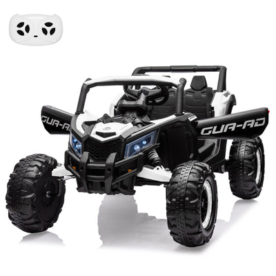 Garvee Ride - P Series: 24V Ride-On UTV, 200W Motor, Remote Control, Spring Suspension, Music, LED Lights, Electric Car for Boys Girls, Outdoor Adventure Toy White