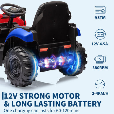 Garvee Ride - P Series: 4-in-1 Ride-On Tractor for Kids: Excavator, Bulldozer, Removable Tent, 12V Battery, Remote Control, Front Loader, Horn, EVA Tires - Red