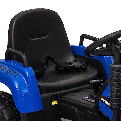 Garvee Ride - P Series: 12V Electric Tractor & Trailer for Kids, 3-6 Yrs - With RC - Blue / 35W