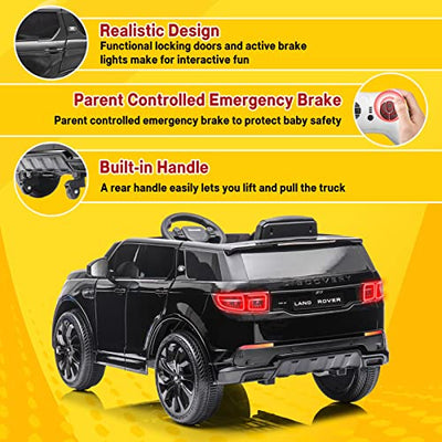Garvee Ride - P Series: 12V Land Rover mini Kids Ride-On Car: Remote Control, LED Lights, Bluetooth, Music, Radio, Battery Powered, for Ages 3-8 - Black