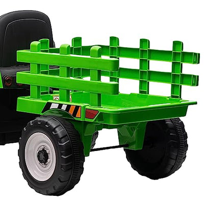 Garvee Ride - P Series: 12V Electric Tractor & Trailer for Kids, 3-6 Yrs - With RC - Green / 35W