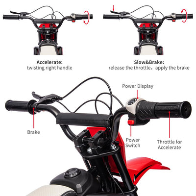 Garvee Ride - T Series: 24V Kids Electric Dirt Motorcycle for Kids Ages 13+, 250W Electric Off-Road Motorcycle,Up to 13.6MPH, Twist Grip Throttle,Metal Suspension,Air-Filled Tires,Leather Seat - Red