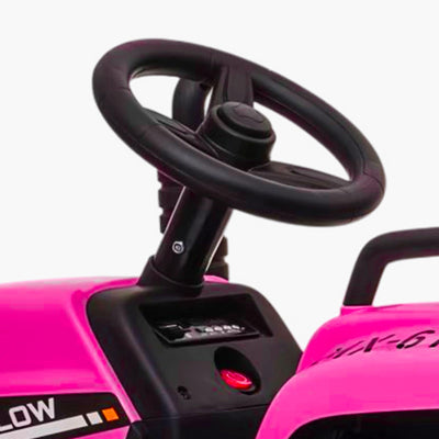 Garvee Ride - P Series: 12V Electric Tractor & Trailer for Kids, 3-6 Yrs - With RC - Rose / 35W