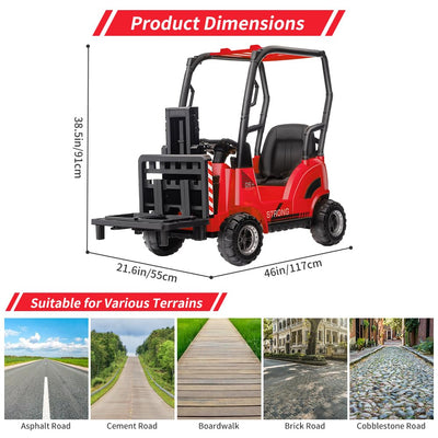 Garvee Ride - P Series: 12V Kids Forklift Ride-On: Indoor/Outdoor Fun, Realistic Design, Music, Speed Switch, 66lb Max Load, Remote Control, Ages 3-7 - Red