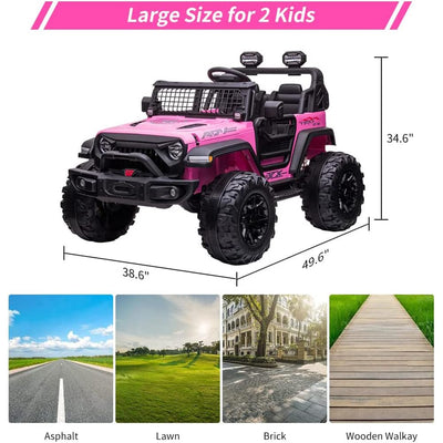 Garvee Ride - P Series: 2 Seats Battery Powered Electric Truck with Remote Control, 24V Kids Ride on Toy with 20inch Extra Width Seat for 3-8 Years Kids, Pink