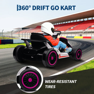Garvee Ride - G Series: 6+,24V Drift Kart with 2X200W Strong Motor, 7AH Big Battery, Electric Pedals, Electric Go Kart Outdoor Race Toy - Pink
