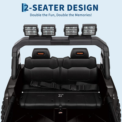 Garvee Ride - P Series: 24V Ride On Car, 4WD 2 Seater Kids' Electric Vehicle Truck with Remote Control, Adjustable Footwell Ride On Truck, 3 Speeds, Led Lights, Bluetooth, Black