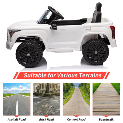 Garvee Ride - P Series: 12V Ride on Car For Kids Age 3+ , Licensed Toyota, with Remote Control, MP3, LED Lights, Suspension System, Double Doors, Safety Belt, Ride On Toys for Boys Girls - White