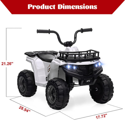 Garvee Ride - P Series: 12V Kids Ride On Electric Quad ATV, Ride Car Toy with Bluetooth Audio,High/Low Speed, LED Headlights, Battery Indicator & Radio Orange - White