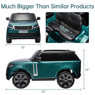Garvee Ride - P Series: 24V 2-Seater Land Rover Ride-On Car For age 3+, With MP3, 3 Speeds, Remote Control, LED, 4-Wheel Suspension - Green