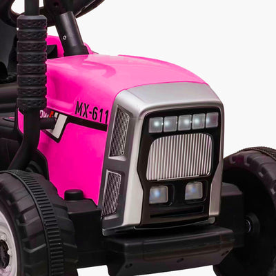 Garvee Ride - P Series: 12V Electric Tractor & Trailer for Kids, 3-6 Yrs - With RC - Rose / 35W
