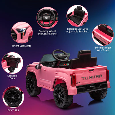 Garvee Ride - P Series: 12V Ride on Car For Kids Age 3+ , Licensed Toyota, with Remote Control, MP3, LED Lights, Suspension System, Double Doors, Safety Belt, Ride On Toys for Boys Girls - Pink