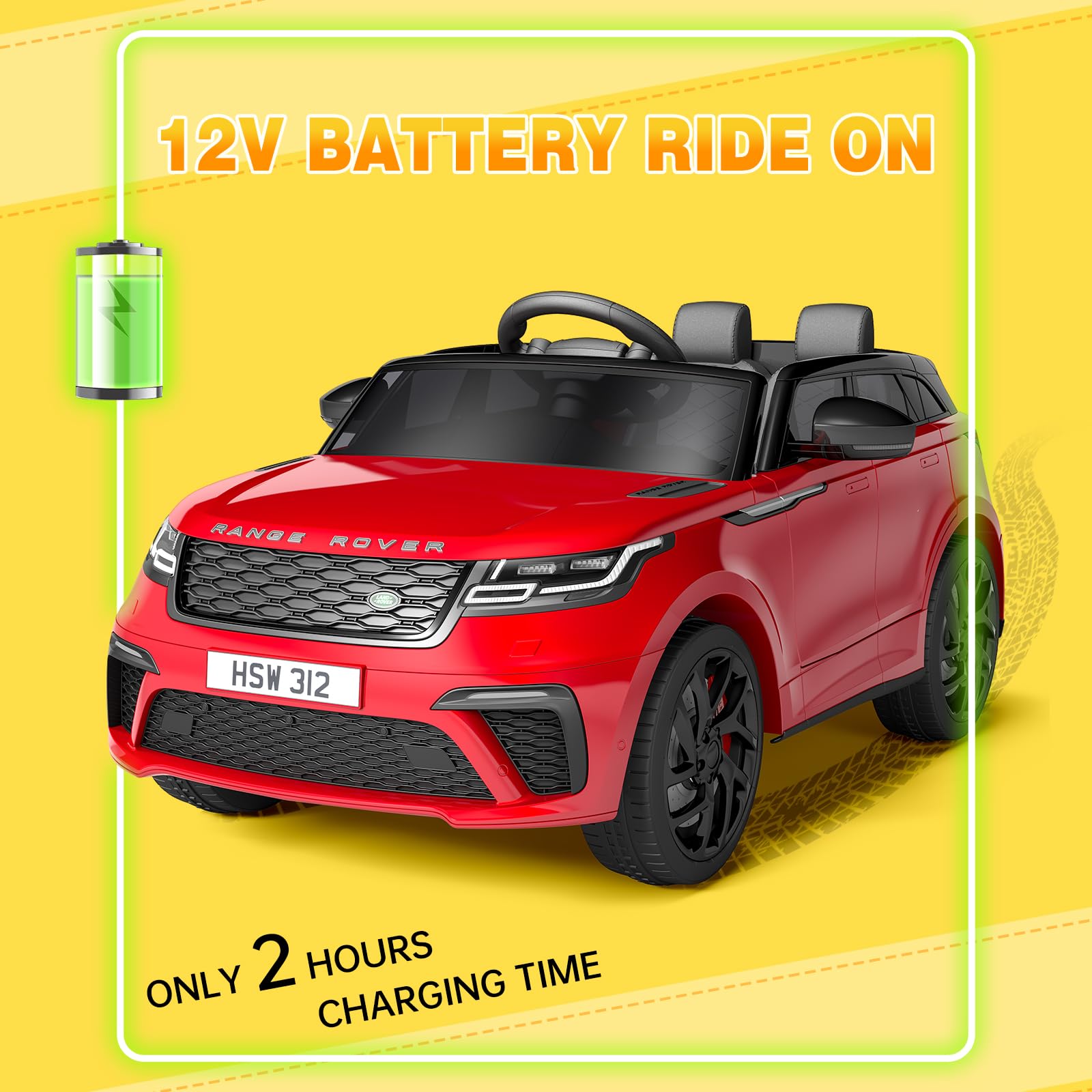 Garvee Ride - P Series: 3-8, 12V Licensed Land Rover Ride Electric Car for Kids with Parent Remote Control, MP3 Player, Rocking, Pull Rod - Red