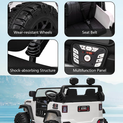 Garvee Ride - P Series: 24V Ride On Car 2 Seater For Kids Age 3+ , XL Electric Vehicles for Big Kids with 20" Wide Seat, 3 Speed, 2x200W Powerful Motor, Suspension, Bluetooth, Music,Power Wheels with Parent Control for Kids to Drive - White