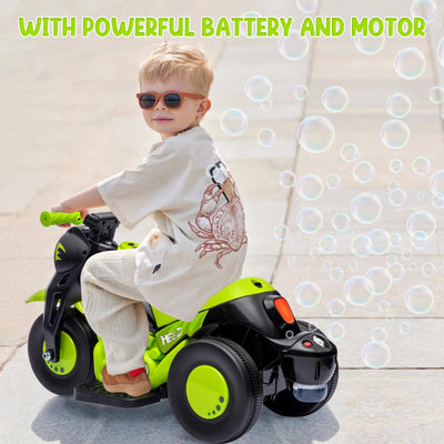 Garvee Ride - P Series: 6V Battery-Powered Electric Motorcycle with 1.9 Mph Speed, Led Headlights, Music, Pedal, Forward/Reverse, 3 Wheels | Motorbike Toy Gift for Toddlers 3 and Up - Green
