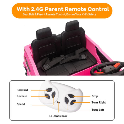 Garvee Ride - P Series: 2 Seater Ride on Car Electric Vehicles w/Remote Control, 24V Battery, Dual Drive, LED Lights, Bluetooth, MP3, Kids Electric Vehicles with Spring Suspension, Pink
