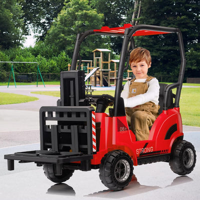 Garvee Ride - P Series: 12V Kids Forklift Ride-On: Indoor/Outdoor Fun, Realistic Design, Music, Speed Switch, 66lb Max Load, Remote Control, Ages 3-7 - Red