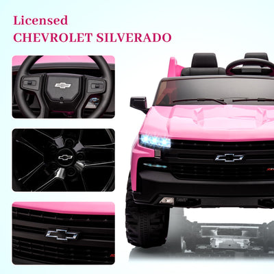 Garvee Ride - P Series: 24V 2-Seater Ride On Car For Kids For 3 - 8 years, Licensed Chevrolet Silverado - Pink