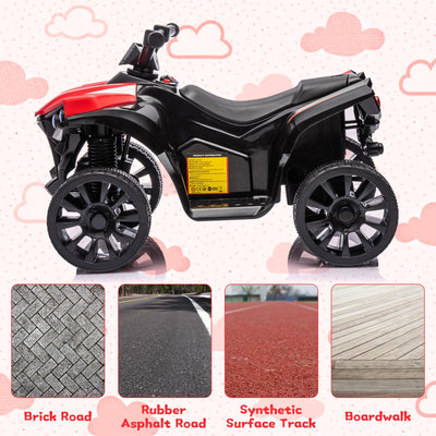 Garvee Ride - P Series: 6V Quad ATV for Kids Toddler 3+ years, Max 55lb Capacity ，With LED, Music, Foot Pedal, Wear-Resistant Wheels, 1.9 MPH - Red
