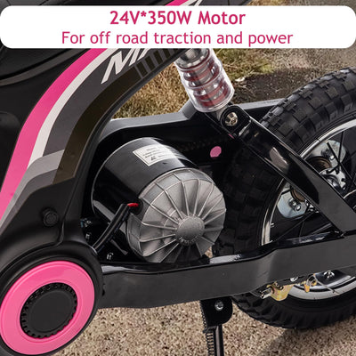 Garvee Ride - T Series: 24V-10A 350W Ride On Electric Dirt Bike For Kids Ages 13+, 14.29MPH, 3-Speed - Pink-9