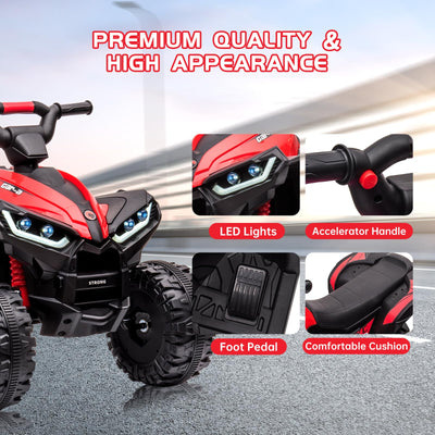 Garvee Ride - P Series: 12V Kids Quad ATV 4 Wheeler with Music, LED Lights for Boys & Girls - Red