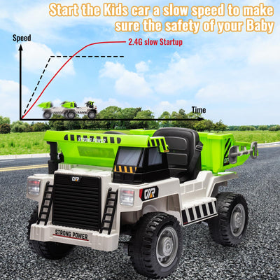 Garvee Ride - P Series: 12V Ride on Dump Truck with Remote Control, Electric Dump Bed, MP3 Player, USB Charger, All-Terrain Tires, Suitable for Indoor and Outdoor Play