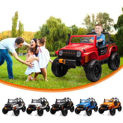 Garvee Ride - P Series: 24V 2 Seater Ride On Truck Car For Kid age 3 - 8 years, w/Remote Control, 4-Wheeler Suspension, 4x55W Powerful Engine, 4WD Battery Powered, LED Lights, Soft Braking - Red