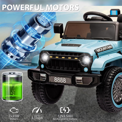 Garvee Ride - P Series: 12V Kids Ride-On Truck For Age 3+, Remote Control, LED, Music, 3 Speeds - Blue