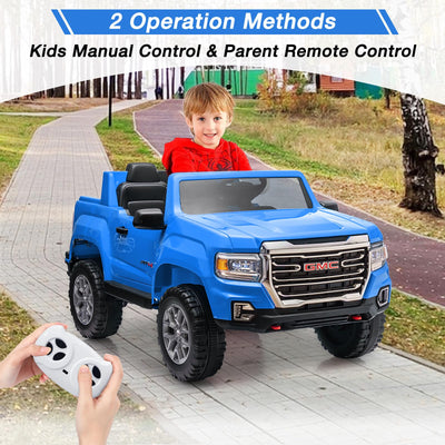 Garvee Ride - P Series: 24V 2-Seater Ride On Truck Car, Licensed GMC Battery Powered Electric Kids Car with Remote Control, LED Lights, MP3, 2 * 200W Motor, 20.5" Large Seat, Ride On Toys for Kids,Blue