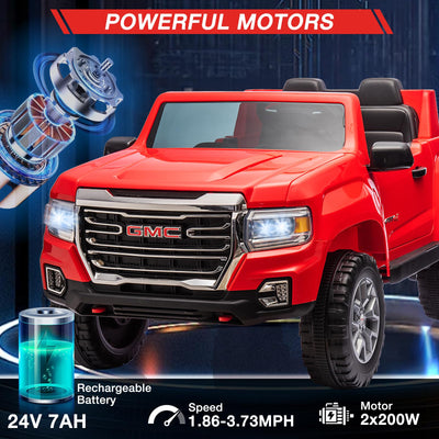 Garvee Ride - P Series: 24V 2-Seater Ride On Truck Car, Licensed GMC Battery Powered Electric Kids Car with Remote Control, LED Lights, MP3, 2 * 200W Motor, 20.5" Large Seat, Ride On Toys for Kids