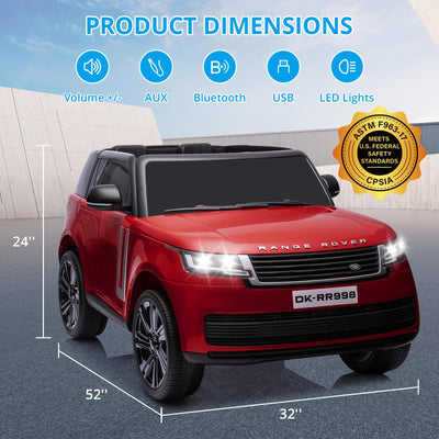 Garvee Ride - P Series: 24V 2-Seater Land Rover Ride-On Car For age 3+, With MP3, 3 Speeds, Remote Control, LED, 4-Wheel Suspension - Wine Red
