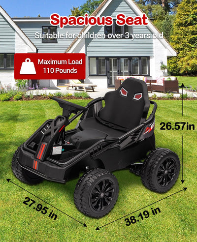 Garvee Ride - P Series: 24V Kids Electric Car with Parent Control, 200W 4x4 Ride On Toy for Big Kids, 4 Shock Absorbers, Metal Frame, 4 Wheeler ATV for Boys Girls Ages 3+, Black