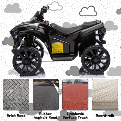 Garvee Ride - P Series: 6V Quad ATV for Kids Toddler 3+ years, Max 55lb Capacity ，With LED, Music, Foot Pedal, Wear-Resistant Wheels, 1.9 MPH - Black