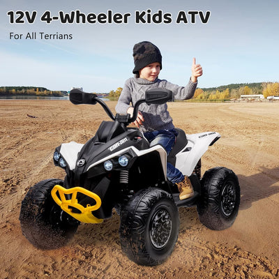Garvee Ride - P Series: 12V Kids ATV: Can-Am Licensed, Dual Control, LED, Bluetooth, 5MPH, White